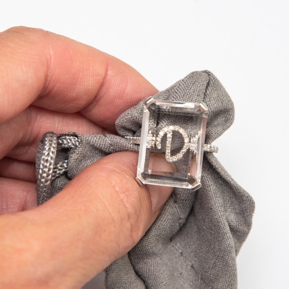 Quartz cocktail ring with Sterling Silver Diamond Initial D Colleen Lopez 10 - Picture 1 of 16
